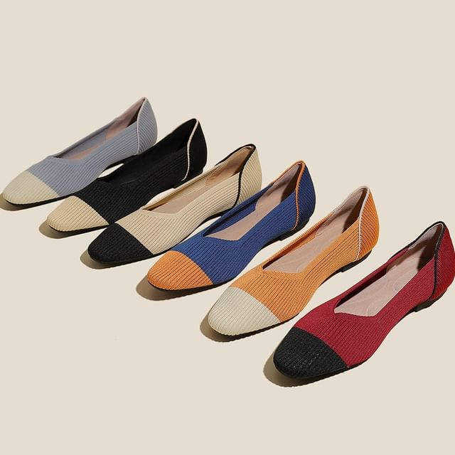 Color Block Fabric Flats SpreePicky