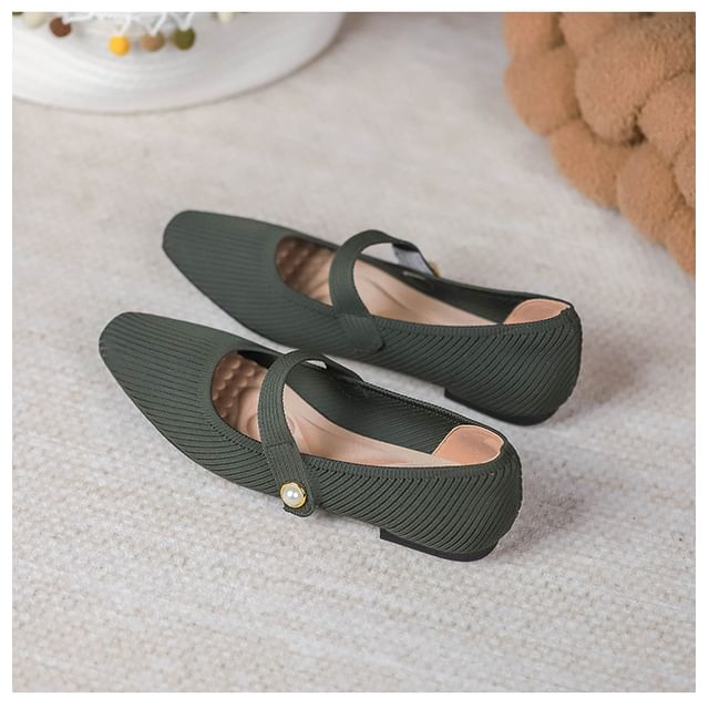 Plain Fabric Mary Jane Flats SpreePicky