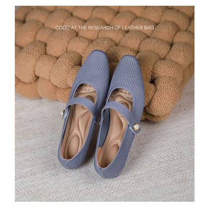 Plain Fabric Mary Jane Flats SpreePicky