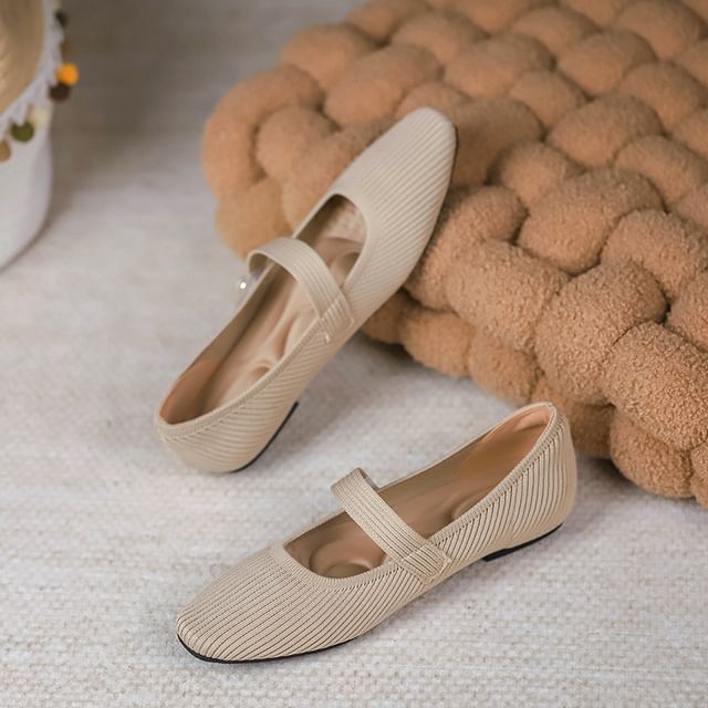 Plain Fabric Mary Jane Flats SpreePicky