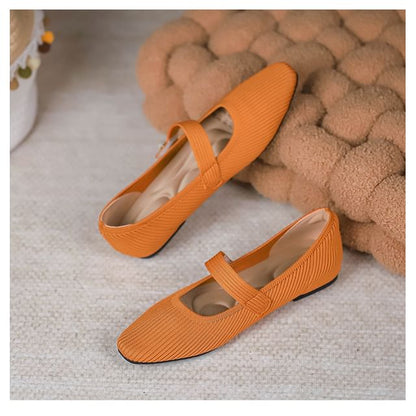 Plain Fabric Mary Jane Flats SpreePicky