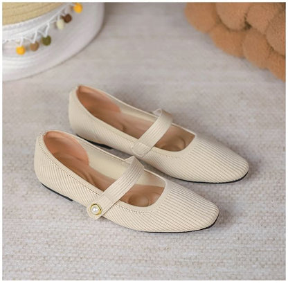 Plain Fabric Mary Jane Flats SpreePicky