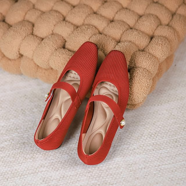 Plain Fabric Mary Jane Flats SpreePicky