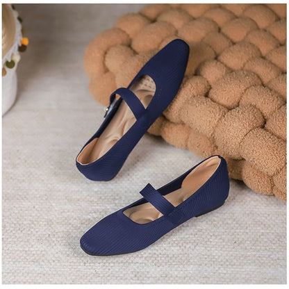 Plain Fabric Mary Jane Flats SpreePicky