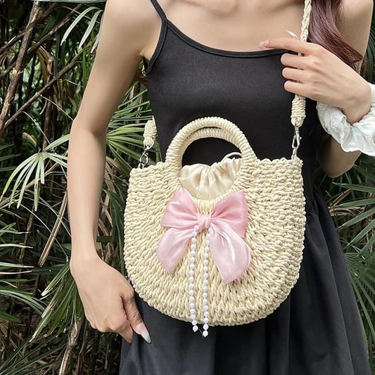 Set: Top Handle Woven Crossbody Bag + Scarf mySite