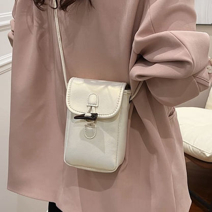 Plain Toggle Faux Leather Mobile Phone Crossbody Bag mySite