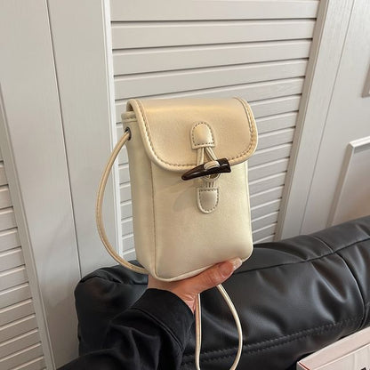 Plain Toggle Faux Leather Mobile Phone Crossbody Bag mySite