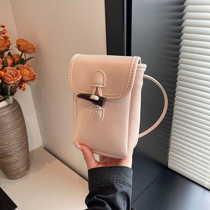 Plain Toggle Faux Leather Mobile Phone Crossbody Bag mySite