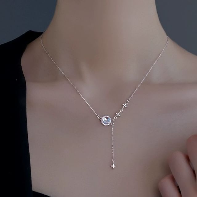 Planet Rhinestone Alloy Lariat Necklace mySite