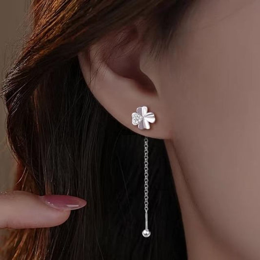 Clover Rhinestone Alloy Dangle Earring mySite