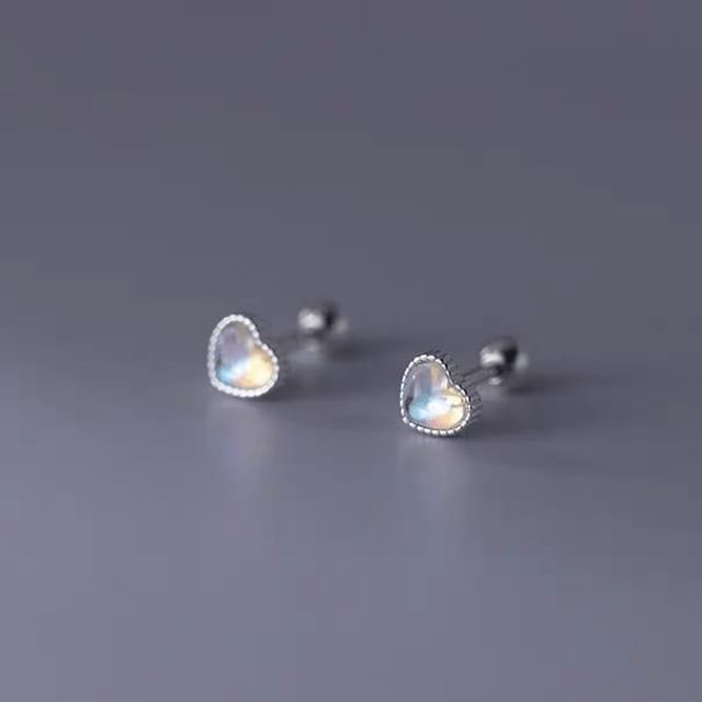 Heart Moonstone Alloy Stud Earring mySite