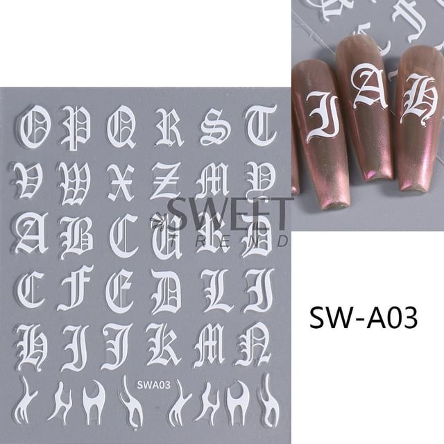 Alphabet Nail Art Stickers SpreePicky