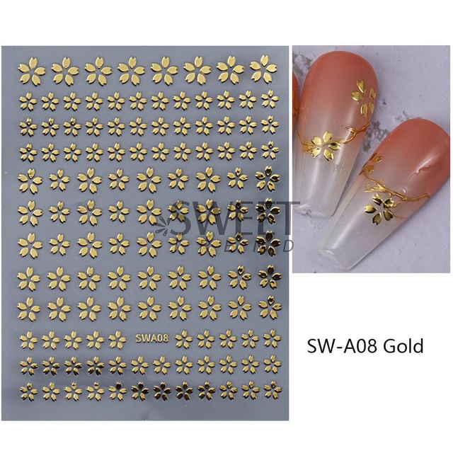 Floral Metallic Nail Art Stickers SpreePicky