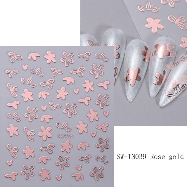 Floral Metallic Nail Art Stickers SpreePicky