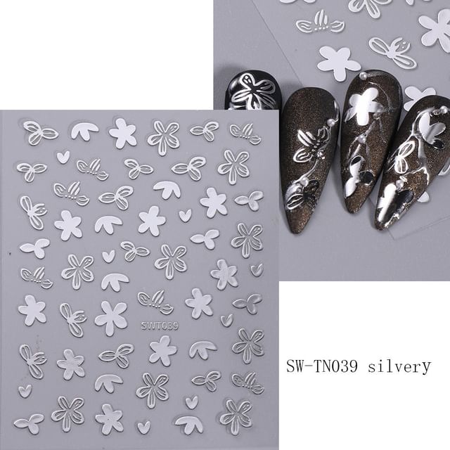 Floral Metallic Nail Art Stickers SpreePicky