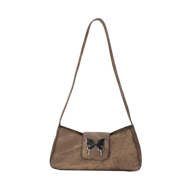 Butterfly Accent Faux Leather Shoulder Bag SpreePicky