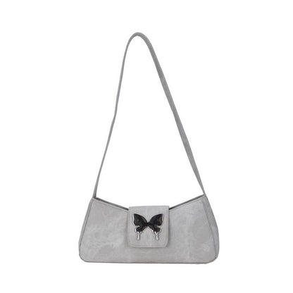 Butterfly Accent Faux Leather Shoulder Bag SpreePicky