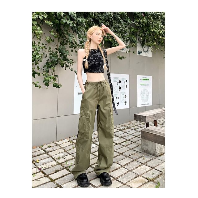 High Waist Plain Loose Fit Cargo Pants (Various Designs) SpreePicky