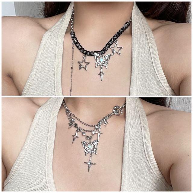 Necklace Fringed Pendant Butterfly Star FashionChic
