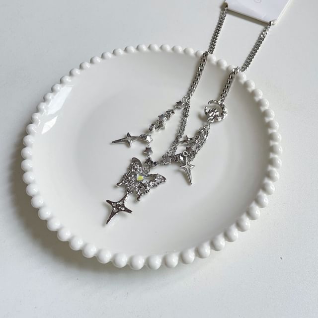 Necklace Fringed Pendant Butterfly Star FashionChic