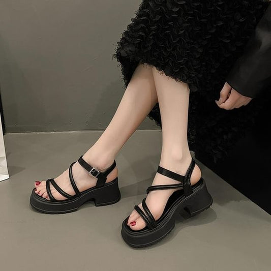 Strappy Platform Chunky Heel Sandals mySite