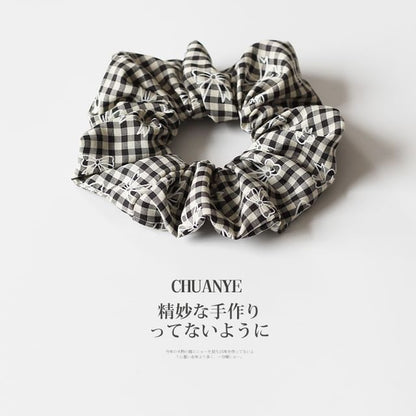 Bow / Houndstooth Print Fabric Scrunchie SpreePicky