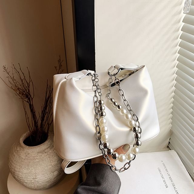 Faux Pearl Strap Chained Crossbody Bag SpreePicky