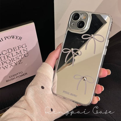 Bow Mirrored Phone Case - iPhone 15 Pro Max / 15 Pro / 15 Plus / 15 / 14 Pro Max / 14 Pro / 14 Plus / 14 / 13 Pro Max / 13 Pro / 13 / 13 mini / 12 Pro Max / 12 Pro / 12 / 12 mini / 11 Pro Max / 11 Pro / 11 SpreePicky