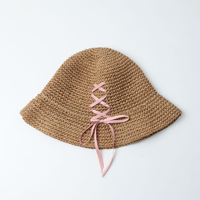 Lace-Up Straw Sun Hat SpreePicky