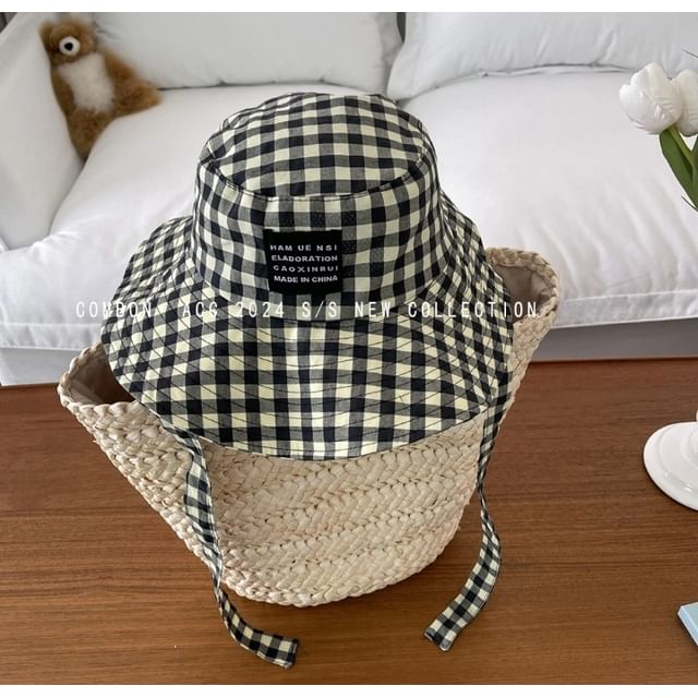 Gingham Applique Bucket Hat SpreePicky