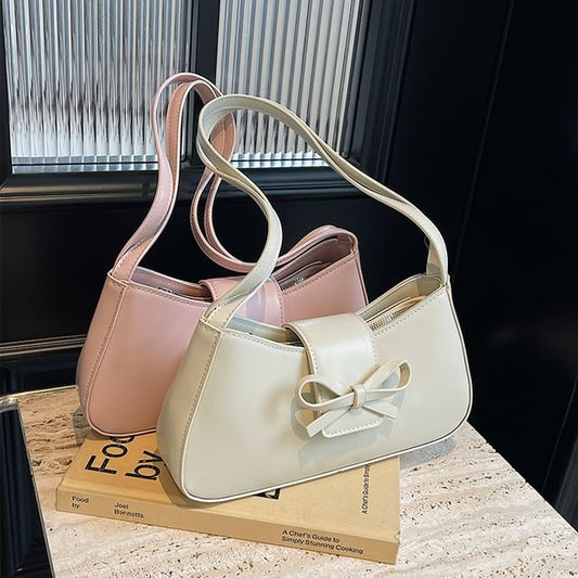 Bow Faux Leather Shoulder Bag SpreePicky