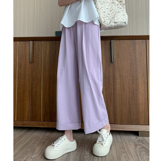 High Rise Plain Wide Leg Crop Sweatpants SpreePicky