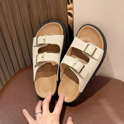 Buckled Platform Slide Sandals SpreePicky