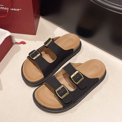 Buckled Platform Slide Sandals SpreePicky