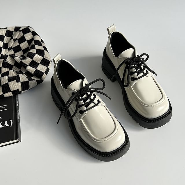 Block-Heel Platform Oxford Shoes SpreePicky