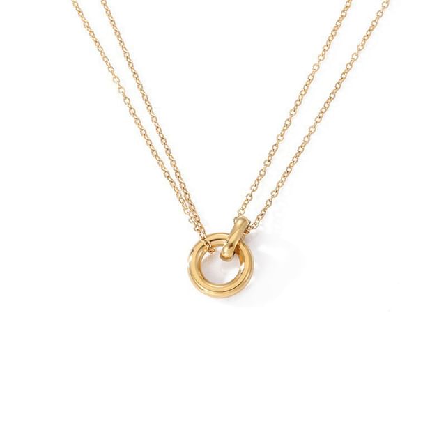 Interlocking Hoop Pendant Alloy Necklace mySite