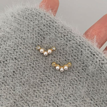 Rhinestone Faux Pearl Ear Stud SpreePicky