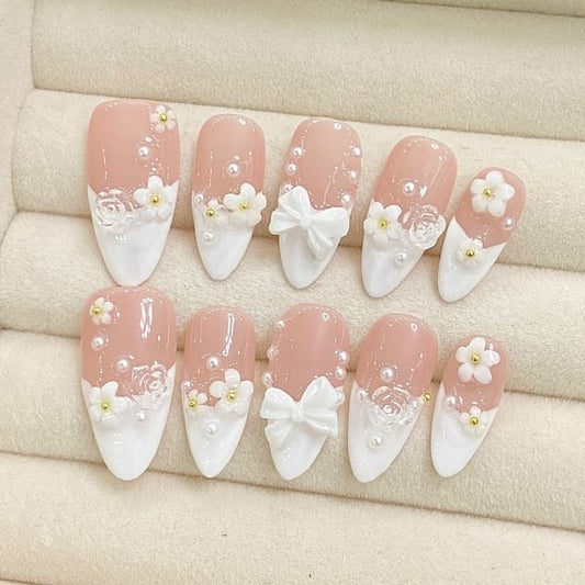 Floral Bow Press On Nail SpreePicky