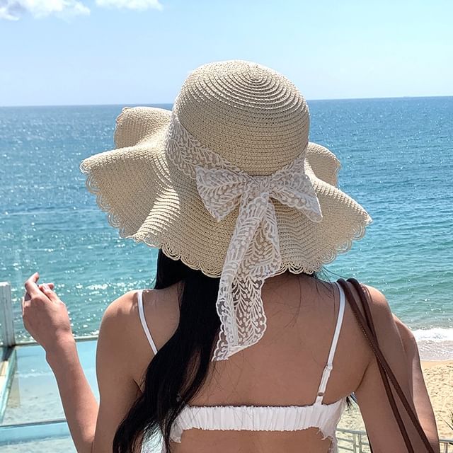 Lace Bow Straw Hat SpreePicky