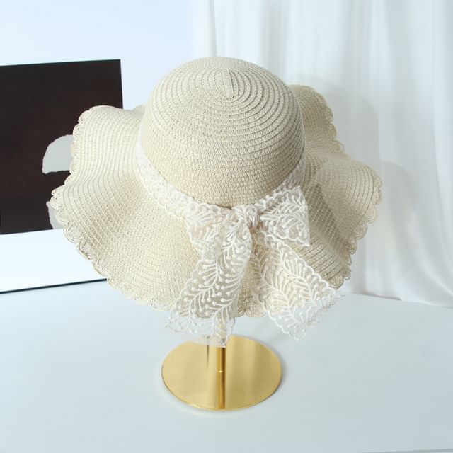 Lace Bow Straw Hat SpreePicky