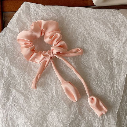 Floral Bow Satin Scrunchie mySite