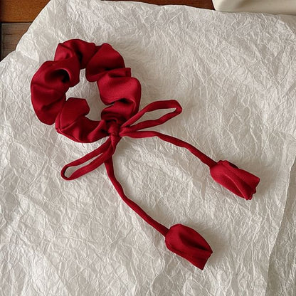 Floral Bow Satin Scrunchie mySite