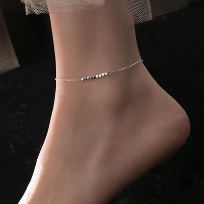 Geometric Bead S925 Sterling Silver Anklet SpreePicky