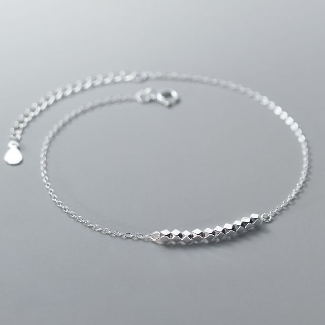 Geometric Bead S925 Sterling Silver Anklet SpreePicky