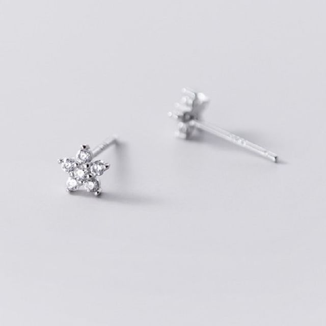 Floral Rhinestone S925 Sterling Silver Stud Earring SpreePicky