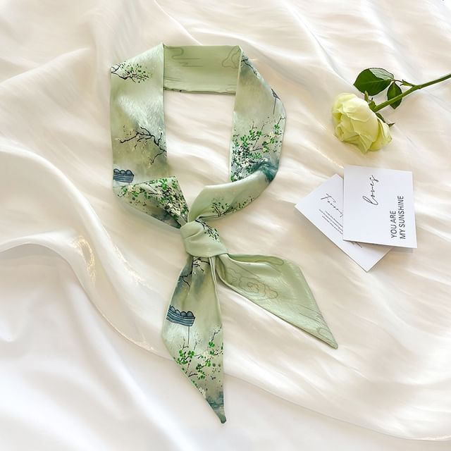 Floral Narrow Scarf Hair Tie SpreePicky