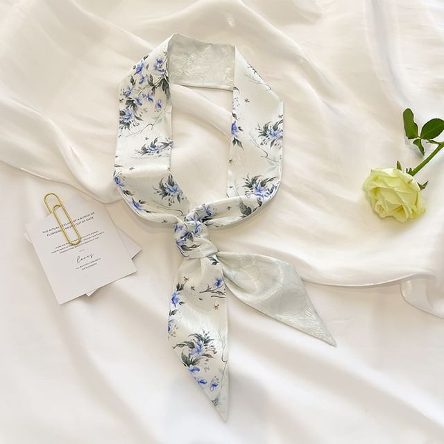 Floral Narrow Scarf Hair Tie SpreePicky