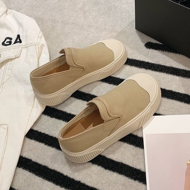 Canvas Colorblock Platform Slip-Ons SpreePicky