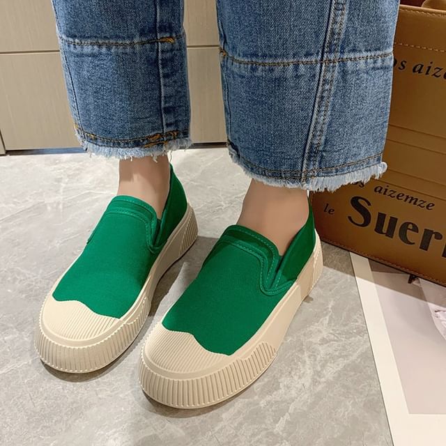 Canvas Colorblock Platform Slip-Ons SpreePicky