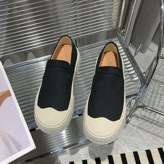 Canvas Colorblock Platform Slip-Ons SpreePicky